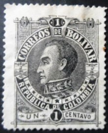 Selo postal da Colômbia de 1891 Simon Bolivar