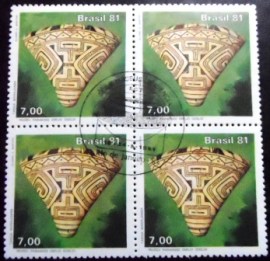 Quadra de selos do Brasil de 1981 Tanga Marajoara