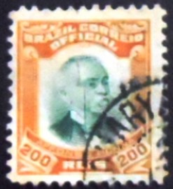 Selo postal oficial de 1906 Afonso Penna 200 rs - O 5 U