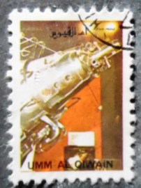 Selo postal de Umm Al Qwain de 1972 Sputnik 3