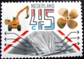 Selo postal da Holanda de 1981 Excavator and Ship's Screw