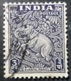 Selo postal da Índia de 1949 Ajanta Panel