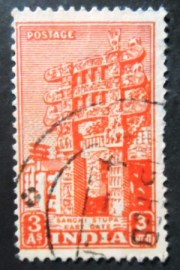 Selo postal da Índia de 1949 Sanchi Stupa