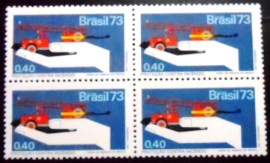 Quadra de selos postais do Brasil de 1973 Proteção contra Incêndio