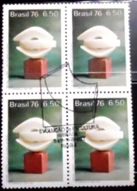 Quadra de selos do Brasil de 1976 A Caravela 967 MCc