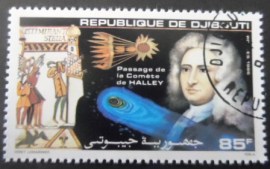 Selo postal de Djibouti de 1986 Bayeux tapestry comet and Halley