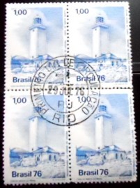 Quadra de selos do Brasil de 1976 Tricentenário de Laguna