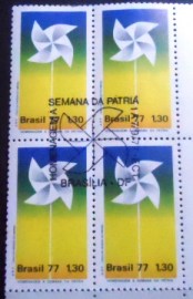 Quadra de selos do Brasil de 1977 Semana da Pátria