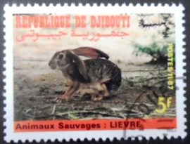Selo postal de Djibouti de 1987 Abyssinian Hare