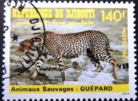 Selo postal de Djibouti de 1987 Cheetah