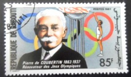 Selo postal de Djibouti de 1987 Pierre de Coubertin