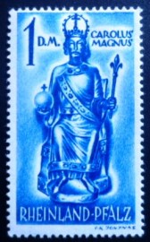 Selo postal da Alemanha / Renânia de 1948 Karl the Great