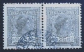 Par de selos postais do Brasil de 1919 Alegoria República 25