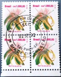 Quadra de selos postais do Brasil de 1992 Algodão