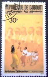 Selo postal de Djibouti de 1989 People Dancing