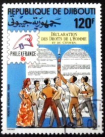 Selo postal de Djibouti de 1989 Declaration of Human Rights