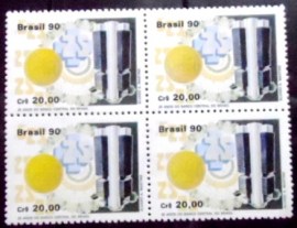 Quadra de selos postais do Brasil de 1990 Banco Central M