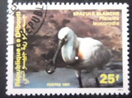 Selo postal de Djibouti de 1991 Eurasian Spoonbill