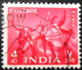 Selo postal da Índia de 1955 Bullocks 4