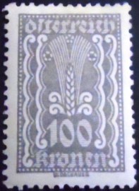 Selo postal da Áustria de 1922 Symbolism: ear of corn 100 kr
