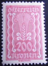 Selo postal da Áustria de 1922 Symbolism Ear of Corn 200