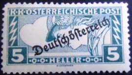 Selo postal da Áustria de 1919 Mercurius