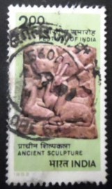 Selo postal da Índia de 1982 Deer Stone Carving