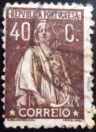 Selo postal de Portugal de 1924 Ceres 40