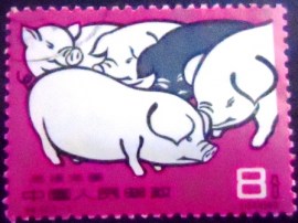 Selo postal da China de 1950 Pig breed 548