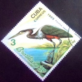 Selo postal de Cuba de 1989 Agami Heron