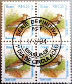 Quadra de selos postais do Brasil de 1994 Quero-quero