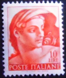 Selo postal da Itália de 1961 Head of naked 10