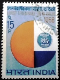 Selo postal da Índia de 1968 First Triennale Art Exhibition