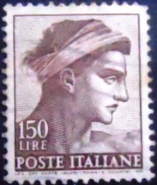 Selo postal da Itália de 1961 Head of Naked 150