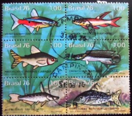 Se-tenant do Brasil de 1976 Peixes de Água Doce