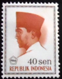 Selo postal da Indonésia de 1966 President Sukarno 40