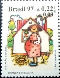 Selo postal do Brasil de 1997 Gestação M