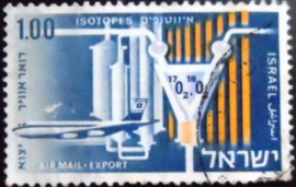 Selo postal de Israel de 1968 Jet and Atomic Isotopes