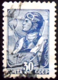 Selo postal da união Soviética de 1939 Aviator 30