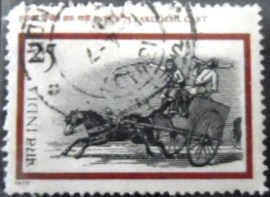 Selo postal da Índia de 1975 Early Mail Cart