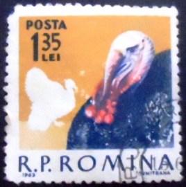 Selo postal da Romênia de 1963 Male Turkey
