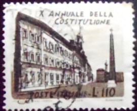 Selo postal da Itália de 1958 Square and Montecitorio Palace