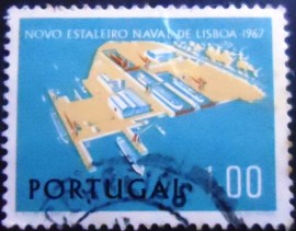 Selo postal de Portugal de 1967 Shipyard Margueira