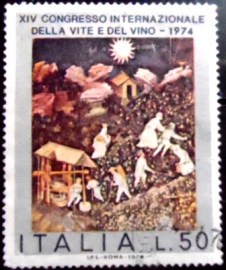 Selo postal da Itália de 1974 International Wine Congress