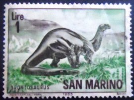 Selo postal de Sam Marino de 1965 Brontosaurus