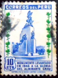 Selo postal do Peru de 1949 Monument to Admiral Miguel Grau