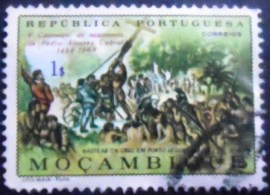 Selo postal de Moçambique de 1968 Porto Seguro (Brasil)