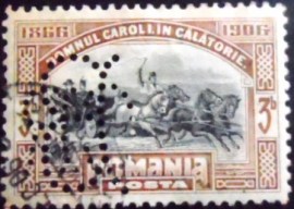 Selo postal da Romênia de 1906 Carol I in Coach