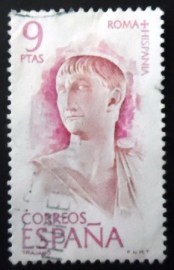 Selo postal da Espanha de 1974 Emperor Trajan