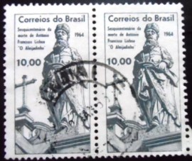 Par de selos do Brasil de 1964 Aleijadinho